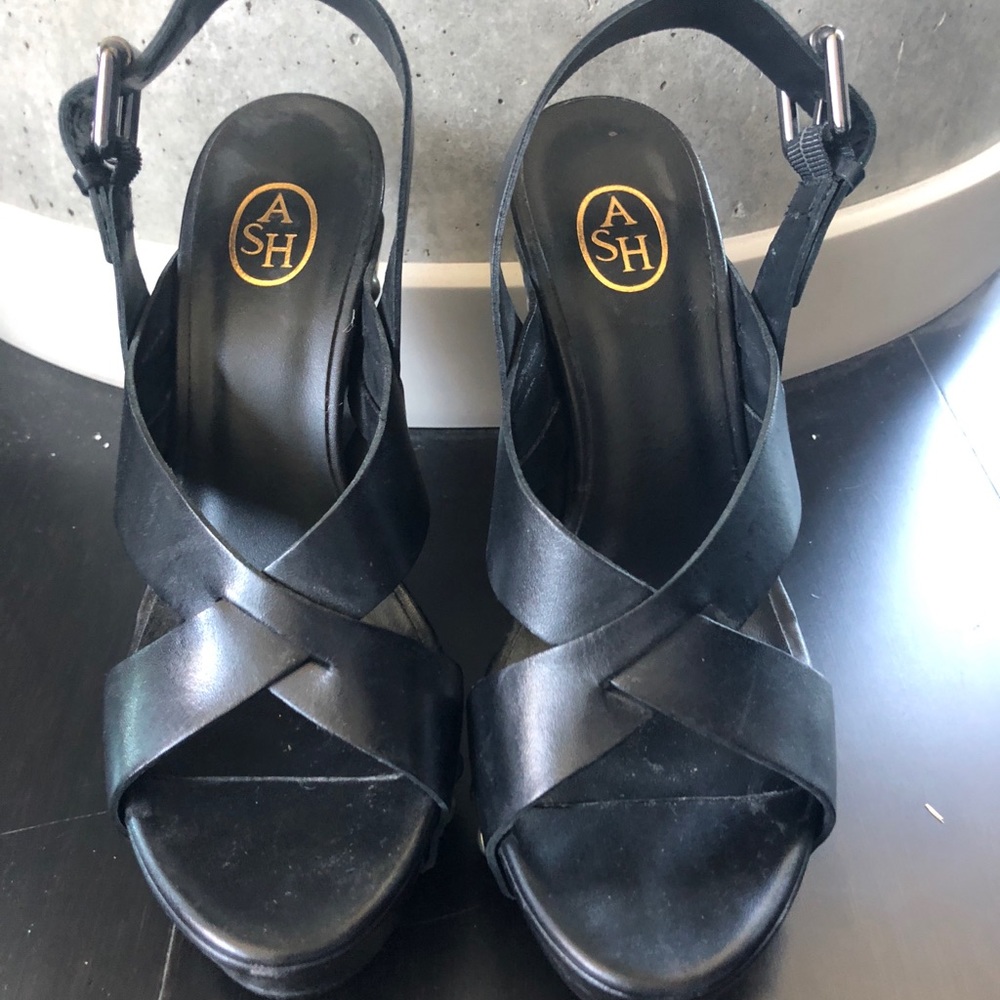 Black Strappy Wedges from ASH